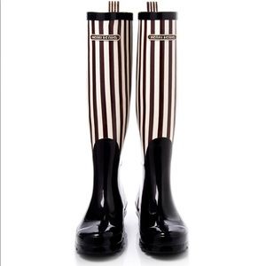Henri Bendel Brown and White Striped Rain Boots
